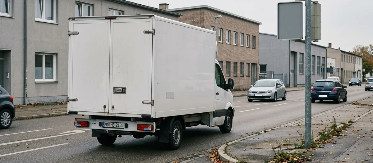 Transporter fährt über eine Donaubrücke